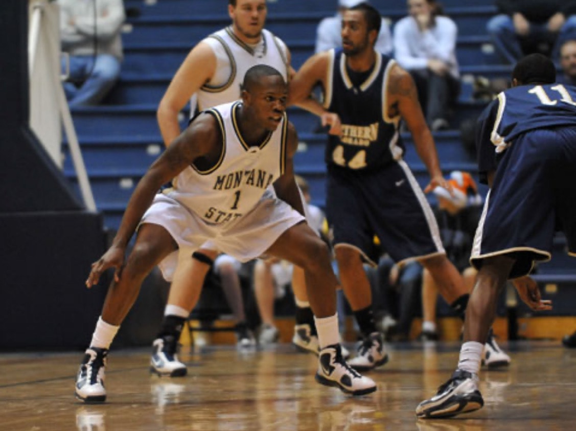 Coach Austin Brown in action as a player at Montana State University